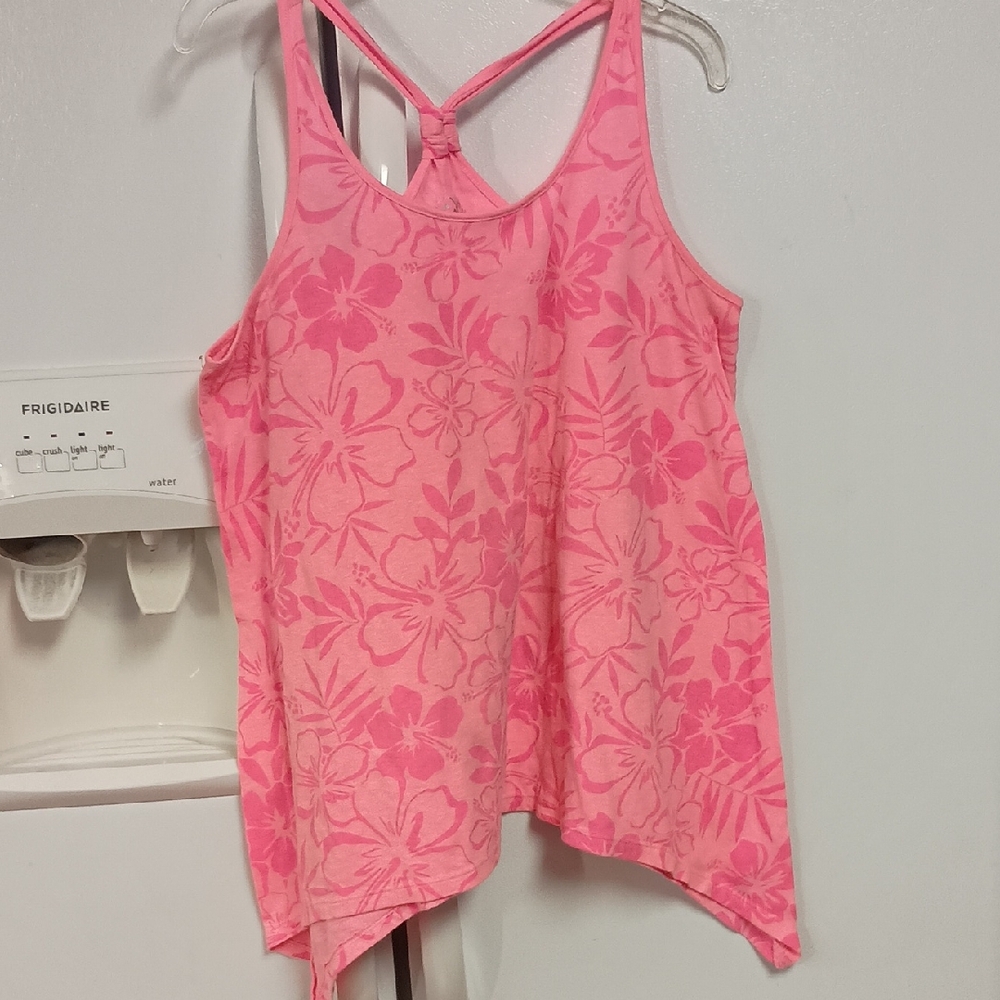 Justice Razorback Floral Pink Tank Top. Girls Plus Size 20 GUC